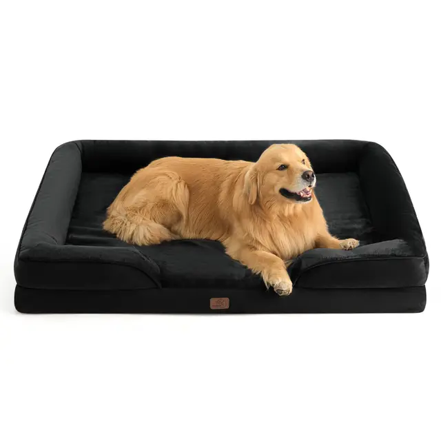 Bedsure Sofá Perro Ortopédica Extra Grande - Cama Perro Viscoelastica y Lavable, Colchon Perro con Funda Desenfundable y Forro Impermeable, Negro, XXL