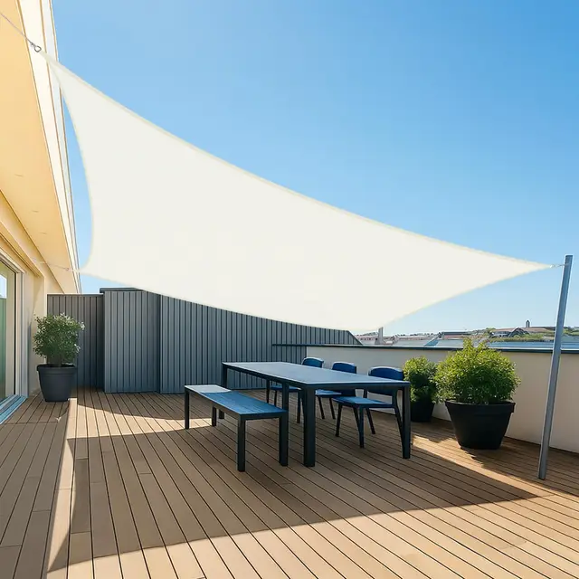 UMI Toldo Vela de Sombra Impermeable 3x3m Cuadrado Protección UV 95% para Terraza Jardín Patio Exteriores - Color Crema