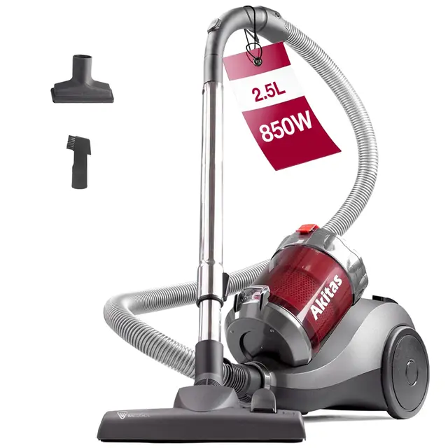Akitas C6 Aspiradora Sin Bolsa 2.5L con Cabezal Alemán Wessel-Werk, 850W Potente Aspirador Trineo para Suelos Duros y Alfombras
