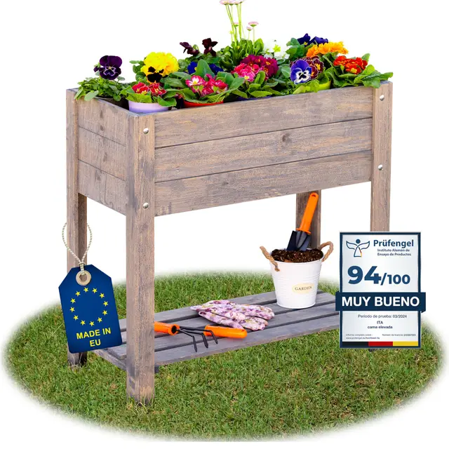 ita jardinera elevada madera gris