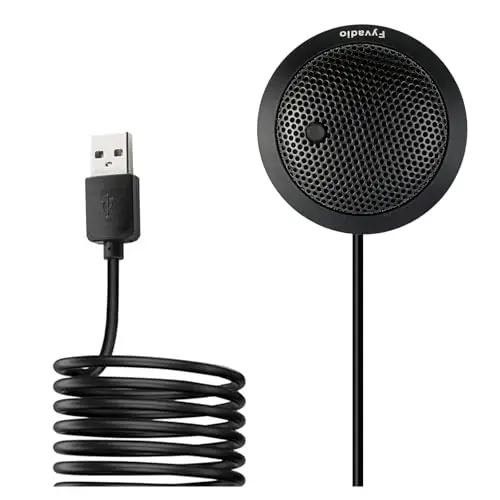 Micrófono USB de Conferencia, USB Micrófono para Ordenador, Micrófono de Condensador Omnidireccional de 360° para Portátil con Botón de Silencio para Reuniones/Clases Online, Zoom, Juegos, Plug & Play