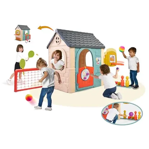 FEBER - Casual 6 Activities House, Casa con 6 Actividades de Juego, Accesorios Incluidos para los Juegos, Colores Resistentes a la Luz Solar, Montaje Fácil, A Partir de 3 años, Famosa (FEH23000)