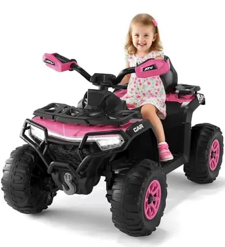 Garvee Quad Eléctrico Infantil 12V Todoterreno Rosa Oscuro