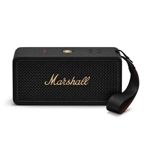 Marshall Middleton II Altavoz Bluetooth portátil con más de 30 Horas de reproducción y Resistencia al Agua IP67 - Negro y latón