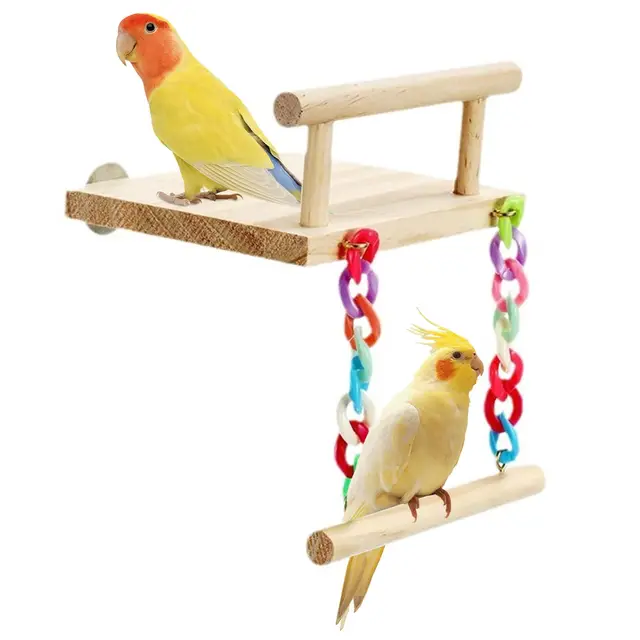 qingwing percha madera natural loro