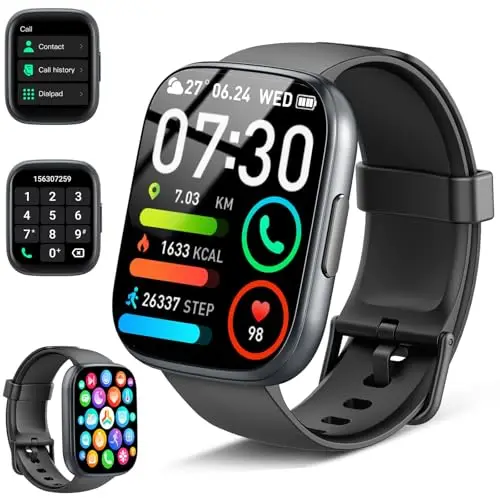 Reloj Inteligente Hombre Mujer, 1.95" Smartwatches Reloj Deporte con Funciún Llamadas y Mensajes Bluetooth, 110+ Deportivos SmartWatch con Podómetro/Pulsómetro/Monitor de Sueño, IP68 Pulsera Actividad