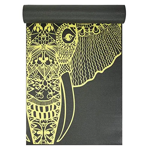 Yoga Studio Esterilla de yoga adhesiva diseñada | Oeko-Tex Antideslizante a prueba de desgarros | Entrenamiento Ejercicio Gimnasio Fitness Mandala Yoga & Pilates Mat | 183 cm x 61 cm x 6 mm - Elefante