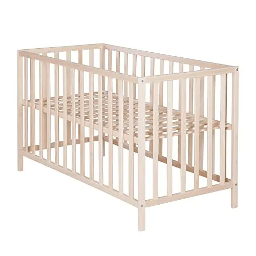 roba Cuna de Bebé Cosi 60 x 120 cm - Cuna Infantil de Haya Maciza Biológica para Niños - Ajustable en Altura - Madera Natural