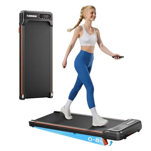 Walking Pad with Incline, 1-6 Km/H 8% Portable Under Desk Walking Treadmill, Exercise Equipment For Home Office Use, Quiet Running Machine