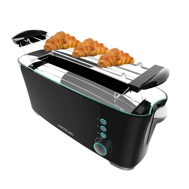 Cecotec Tostador Toast&Taste Extra B, 1000W de Potencia, Doble ranura larga para 2 Tostadas, Ranura XL, Apagado y Pop-up Automático, Recogemigas, Varillas Superiores, Autocentado