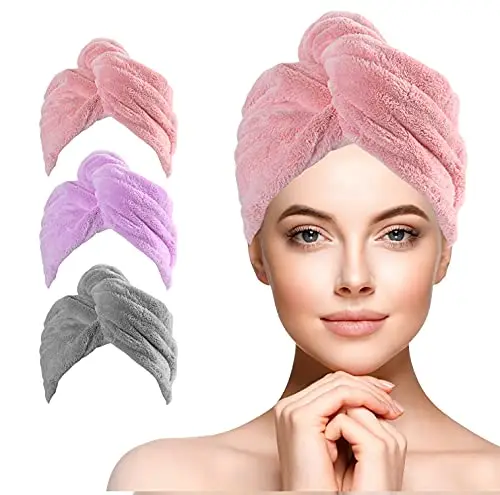 uraqt set 3 toallas turbante pelo