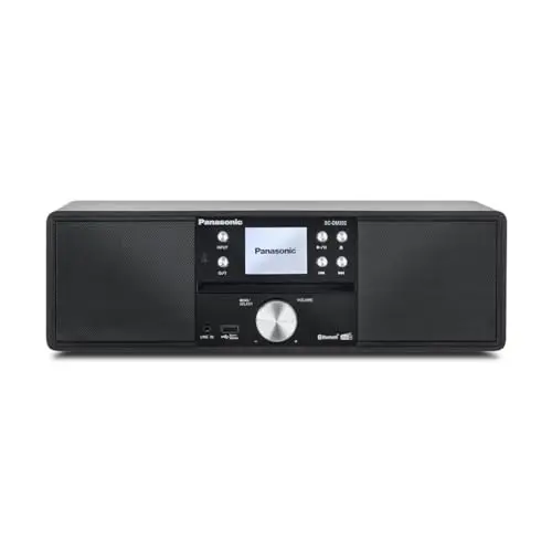 Panasonic SC-DM202EG-K Sistema Estéreo Micro Hi-Fi Compacto con CD, Radio Dab+/FM, USB y Bluetooth, Altavoces de 24 W, Control Remoto, Pantalla LCD TFT de 2,4", Ajustes de Ecualización, Negro.