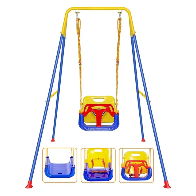 Columpio para Bebé Infant 3 En 1, Columpio Jardin exteriorl De Exterior/Interior, Soporte de Metal Plegable e Instrucciones, Fácil de Montar y Guardar,Adecuado para Niños De Todas Las Edades