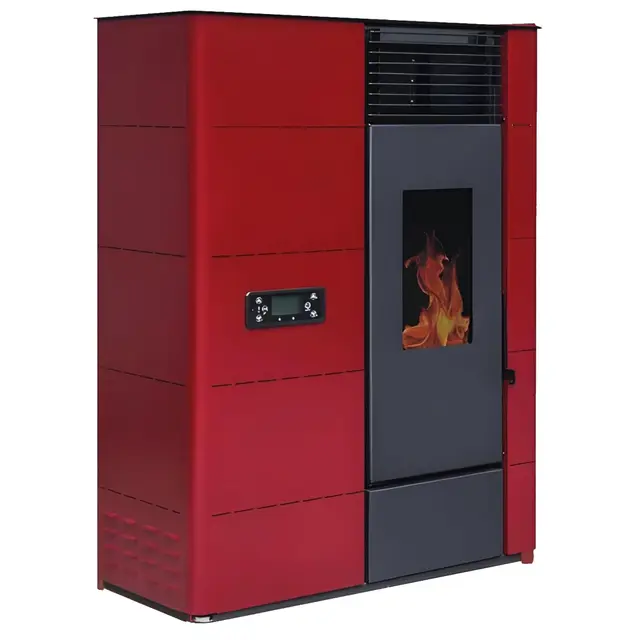 HOME&SOFAS Estufa Pellets de Pasillo | 14Kw Canalizable | Estufa Eléctrica para 140m² | Estufa de Pellets Pequeña con Mando y Programación Automática, Wifi Opcional, Tolva 22 Kg | Calefactor Eficiente