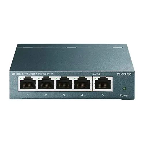 TP-Link TL-SG105 - Switch gigabit 5 Puertos 10/100/1000 Switch ethernet, Indicador del Estado, Acero Inoxidable con Super disipación de Calor, IGMP snooping, QoS