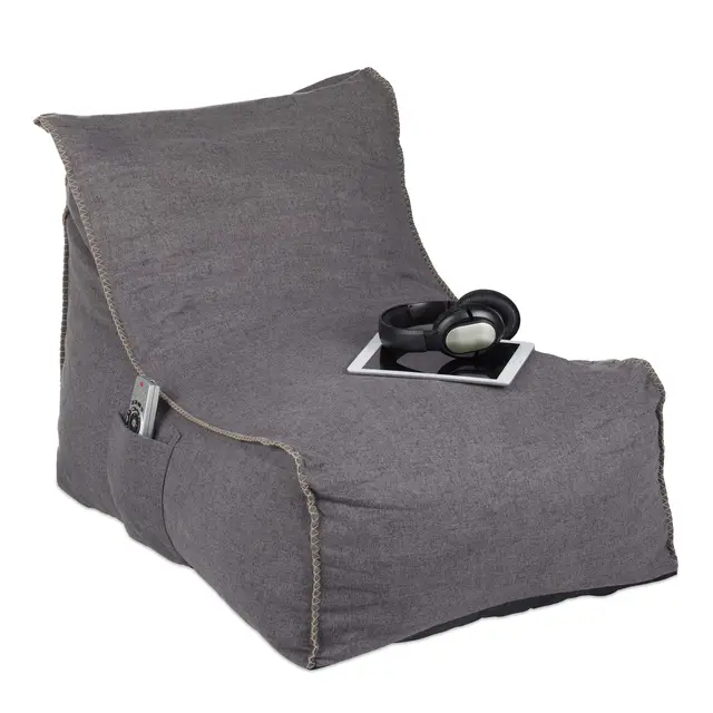relaxdays puf xxl con respaldo gris