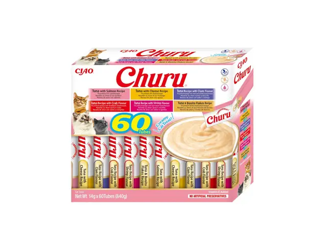 INABA Churu Snack para Gatos Atún 6 Recetas 840 g