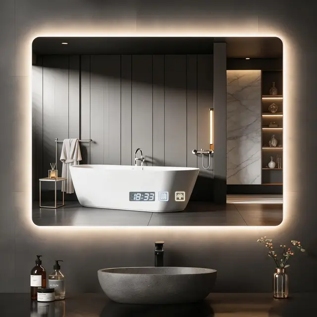 Espejo de Baño Iluminado con LED 80 x 60 cm,Espejo Baño LED Antivaho,Espejos Bano con Luz Regulable de 3 Colores,Ajuste de Brillo, Interruptor Táctil, Espejos de Bano con Luz LED Retroiluminadas