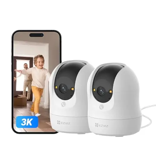 EZVIZ C6N G1 3K(2-Pack) Cámara Vigilancia WiFi Interior 360°, Cámara IP Detección de Personas, Visión Nocturna en Color, Audio Bidireccional, Seguimiento con Zoom, Control Remoto, para bebé/Negocio