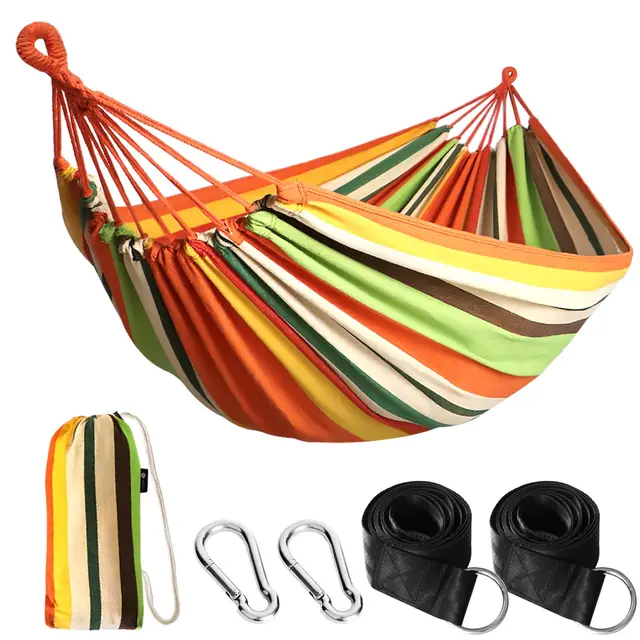 Anyoo Hamaca de Algodón para Jardín al Aire Libre con Tela Cómoda y Correas Amigables con los árboles para Colgar, Duradero y Portátil Hamaca con Bolsa para Exterior/Interior, Terraza, Patio, Camping