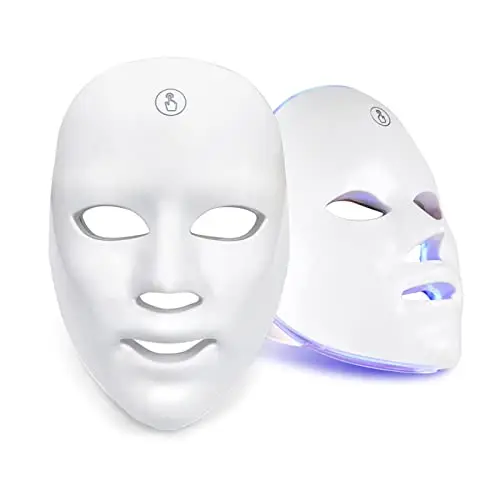 Máscara Facial Led, Máscara De Terapia De Fotón, Máscara Inalámbrica De 7 Colores Led, Máscara Facial De Rejuvenecimiento De La Pie (A)