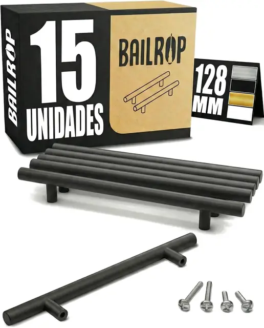 bailrop tiradores cocina negros 128mm
