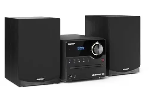 Sharp XL-B517D(BK) Microcadena Sound System Estereo con Radio Dab+, FM, Bluetooth, CD-MP3, reproducción USB, Altavoces de Madera y 45W Color Negro