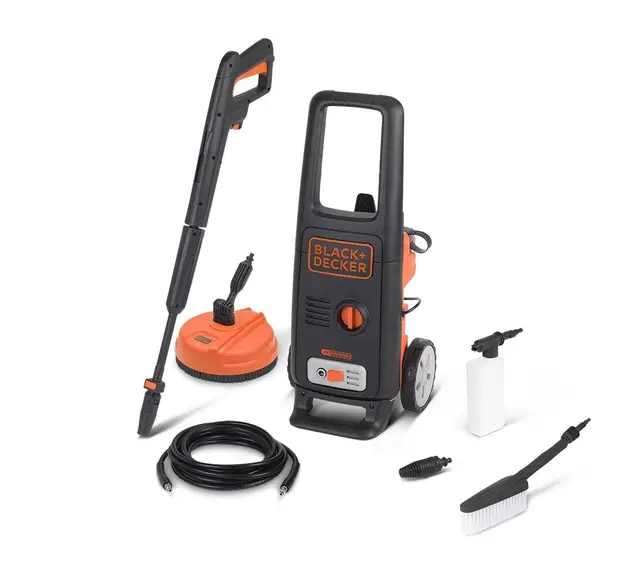 Black+Decker Hidrolimpiadora de Alta Presión BXPW1600PE con Patio Cleaner y Cepillo Fijo, Deluxe(1600 W, 125 Bar, 420 l/h)