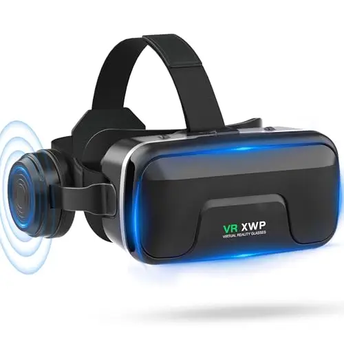 XWP Gafas VR, Gafas De Realidad Virtual 3D Con Auriculares, Compatibles Con iPhone & Android (4,7–7,2"), Con Lentes HD Anti Luz Azul, Para Juegos Y Películas, Regalo De Cumpleaños Para Niños Y Familia