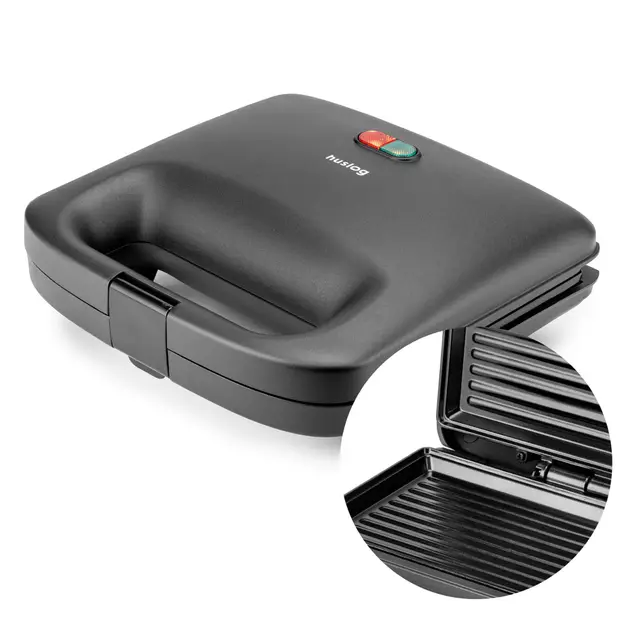 QuickBite - Tostadora de pan antiadherente 1000 W, panini y sándwiches, color negro