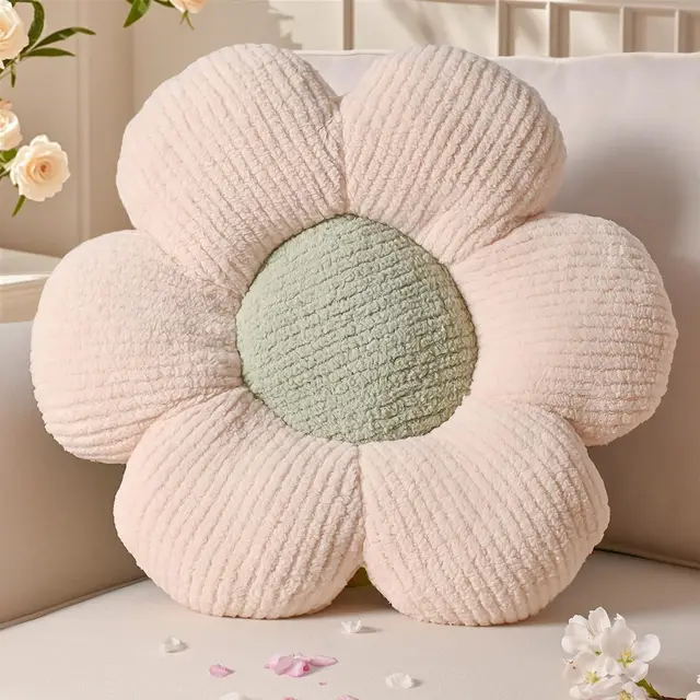 yhoelata cojín flor verde crema 50x50