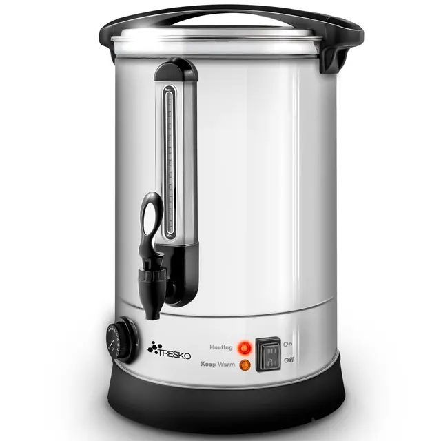 TRESKO® Dispensador de Bebidas Calientes y Frías de Acero Inoxidable 20L | Acciaio Inox | 2500W | Hervidor de Vino, Agua Caliente, Té, Café | Caldera de Cocción Automática | Olla eléctrica