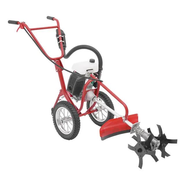 Motoazada de gasolina, minicultivador de gasolina de 63 cm³ con motor de gasolina de 4 tiempos, microcultivador compacto y ligero, con profundidad de cultivo de 10 cm para parques, jardines