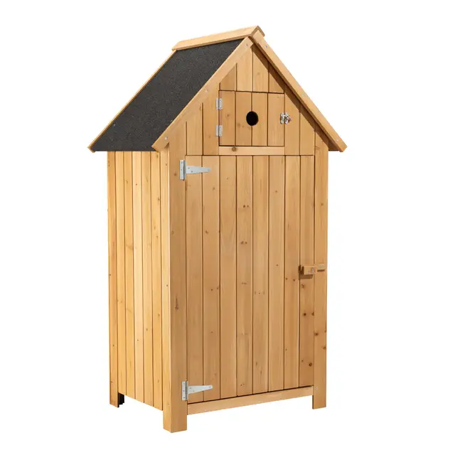 Caseta de jardín de Madera de pícea con tejado de betún 770x540x1370mm, cobertizo, Armario Exterior
