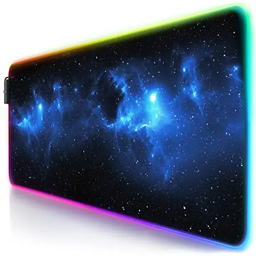 TITANWOLF - Alfombrilla de ratón Gaming RGB - Mouse Pad 800x300 mm - LED Multicolor 7 Colores - 4 Modos de Efectos - Mejora Precisión y Velocidad - Superficie Inferior de Goma – Motivo Space