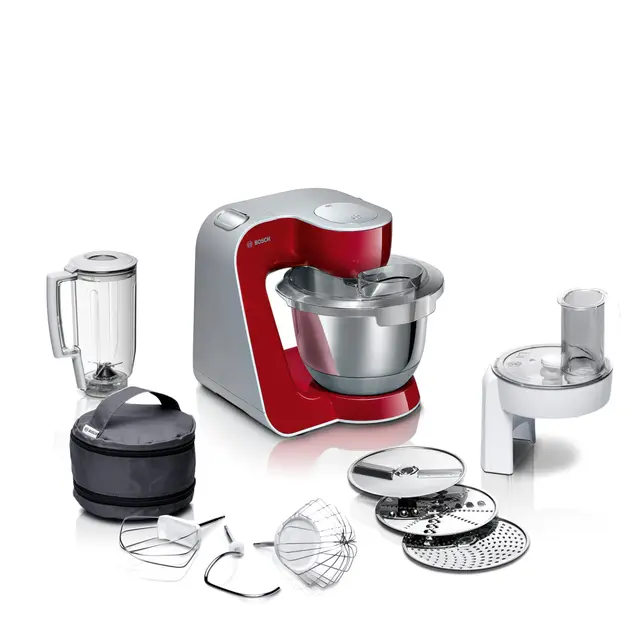 Bosch - Robot de cocina, potencia de 1000 W, 7 velocidades + función Pulse, color rojo, MUM58720
