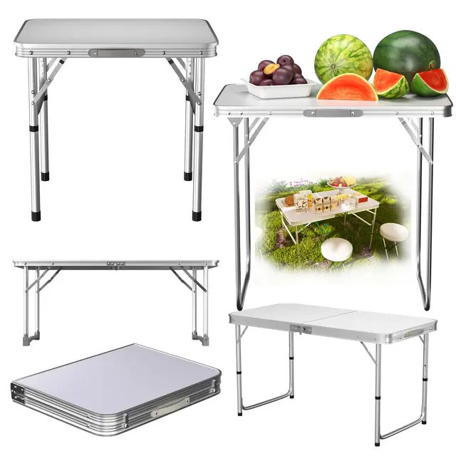 Genérico Mesa Plegable Mesa de Caballete Ligera y portátil para empapelar, Mesa de Catering para Fiestas Plegable de Altura Ajustable, Ideal para jardín, Picnic, Camping, 60 x 45 x 26 cm, fácil de TR