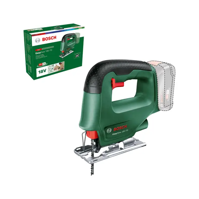 Bosch Home and Garden sierra de calar a batería EasySaw 18V-70 (sin batería, en caja), Verde, Sistema de 18 V, PST 800 PEL