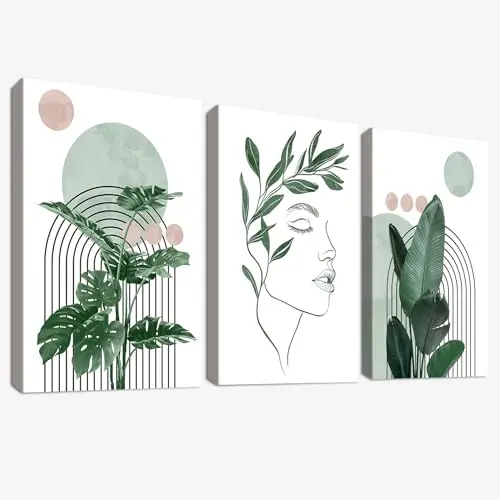 halflemart set 3 cuadros abstracto boho