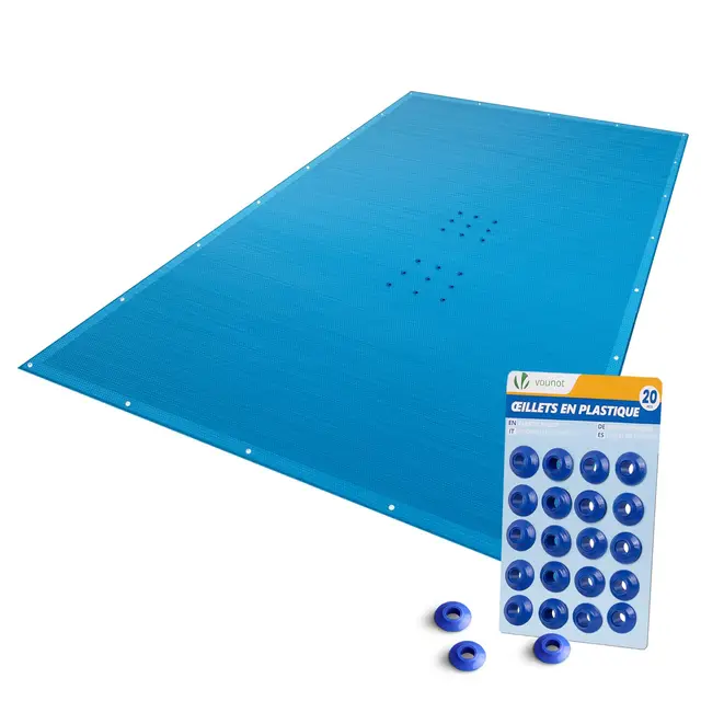 VOUNOT® Lona para Piscina Rectangular 4 x 7 m, Cubierta Protectora PE de 160 g/m², Funda de Piscinas Anti-UV con Ojales Cada 100 cm, Azul Marino