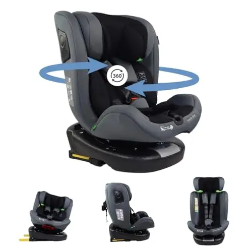 Mobiclinic®, Silla de Coche, ISOFIX, Giro 360º, I-Size ECE R129, Top Tether, Grupo 0/1/2/3, Evolutiva, 0 a 36 kg, Arnés 5 Puntos, 0-12 años, Regulable, Reclinable 3 Posiciones, Pandafix