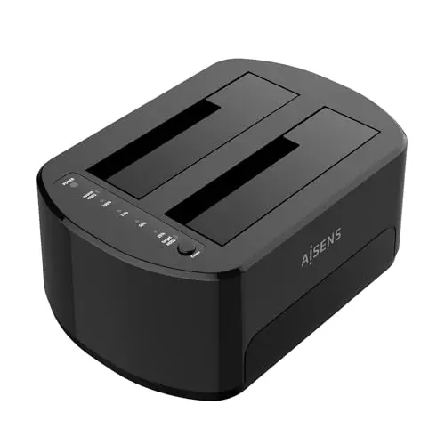 AISENS - ASDS-D03B - Estacion de Docking de Doble Bahia Asds-D03B SATA 2.5/3.5 A USB 3.0/3.1 Gen1, Clone, Negro
