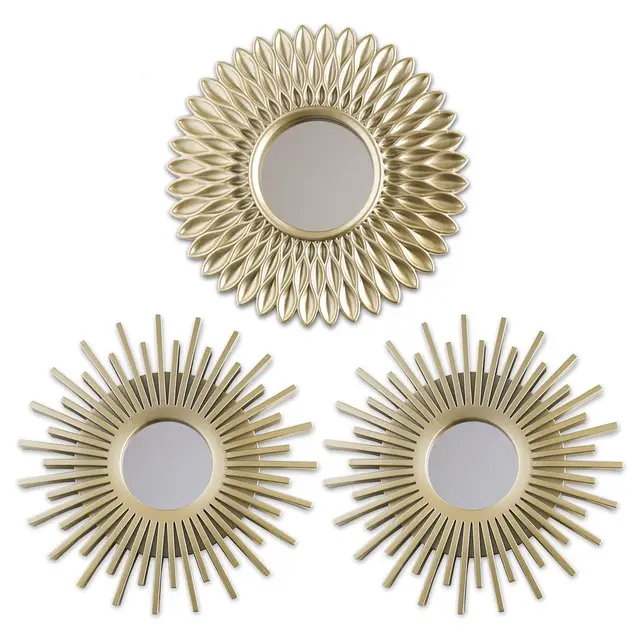 BONNYCO Espejos Pared Decorativos Champagne, Pack 3 Espejos Decorativos Redondos Ideales para Decoracion Casa Habitación. Adornos Salon Hogar, Regalos Originales para Mujer. Decoracion Pared