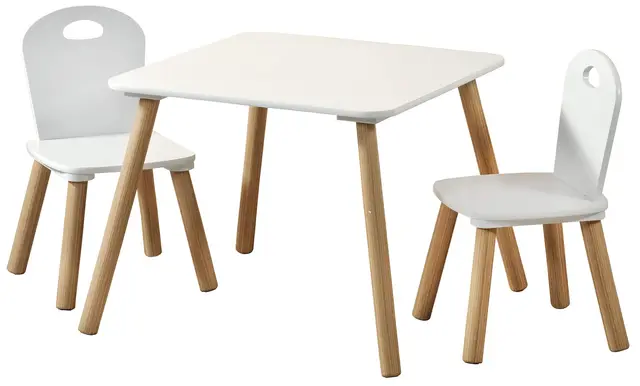 Kesper Mesa infantil con 2 aceras, blanco, Ma e: mesa 55 x 55 x 45 cm, silla 27,5 x 27,5 x 50,5 cm, 1771213