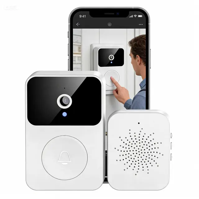 Genérico Timbre Inalámbrico Exterior Impermeable con Cámara HD 1080P - Videoportero WiFi con Visión Nocturna, Visión Nocturna, Audio bidireccional, Instalación Fácil por App Cuenta Propia